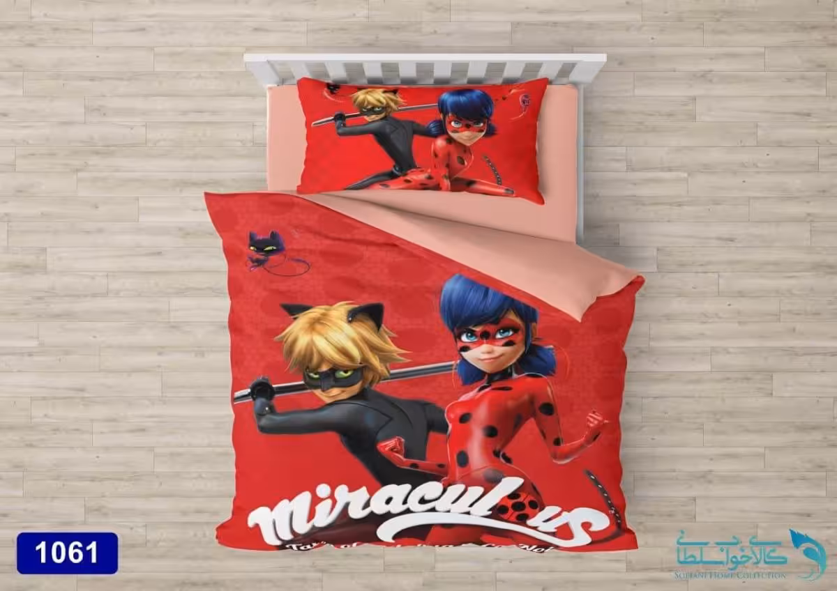 سرویس لحاف روتختی سه بعدی مدل دختر کفشدوزکی کد 1061 یک نفره 4 تکه