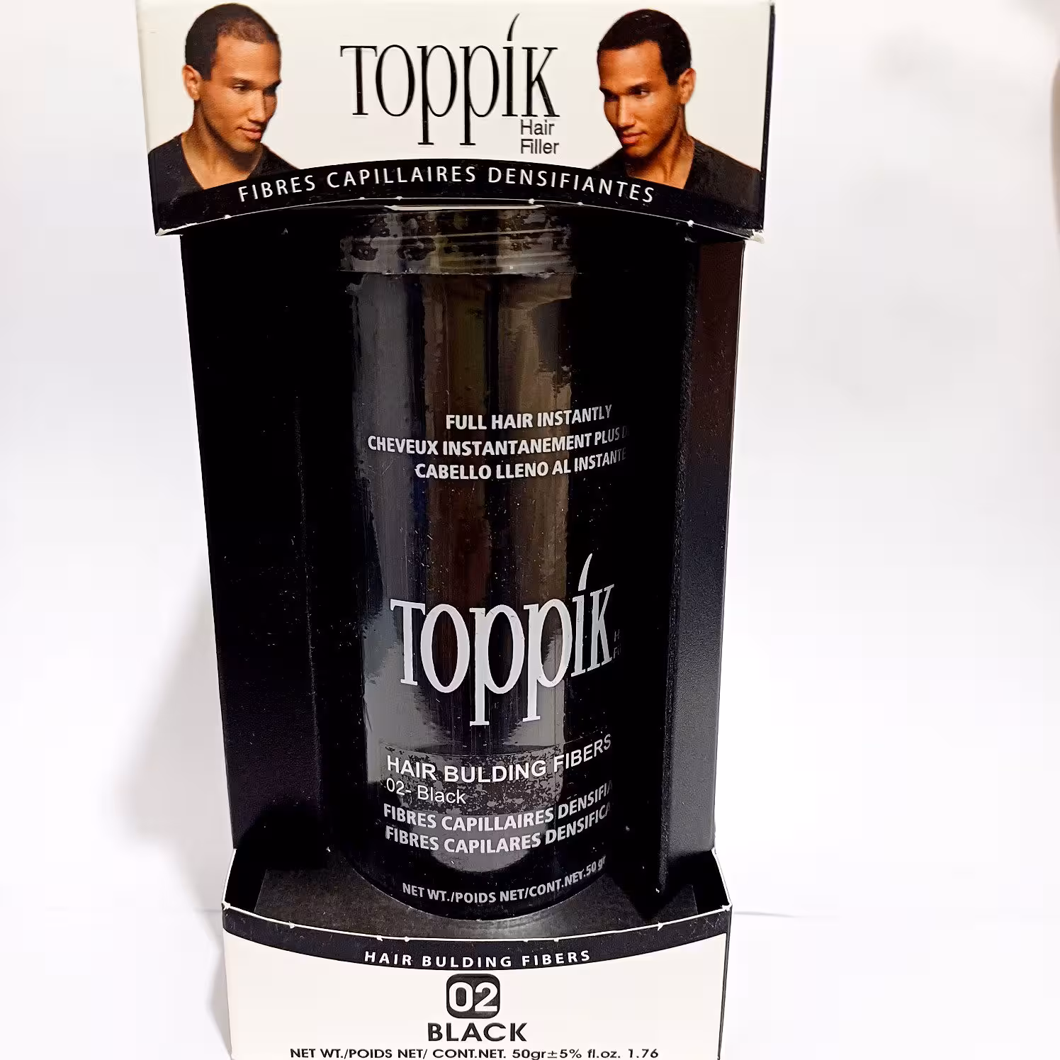 پودر پر پشت کننده موی سر تاپیک شماره 02 رنگ مشکی حجم 50 گرم