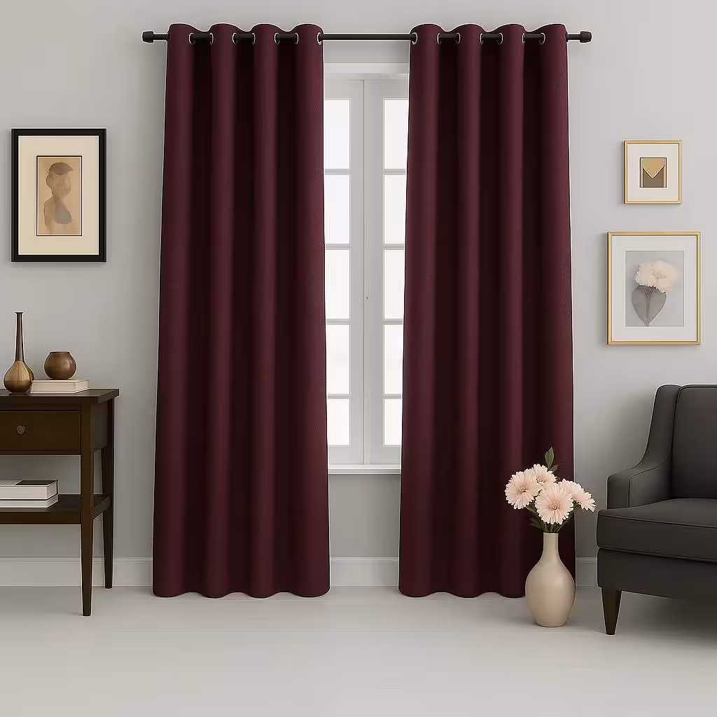 پرده پانچی ساتن زرشکی کد 14