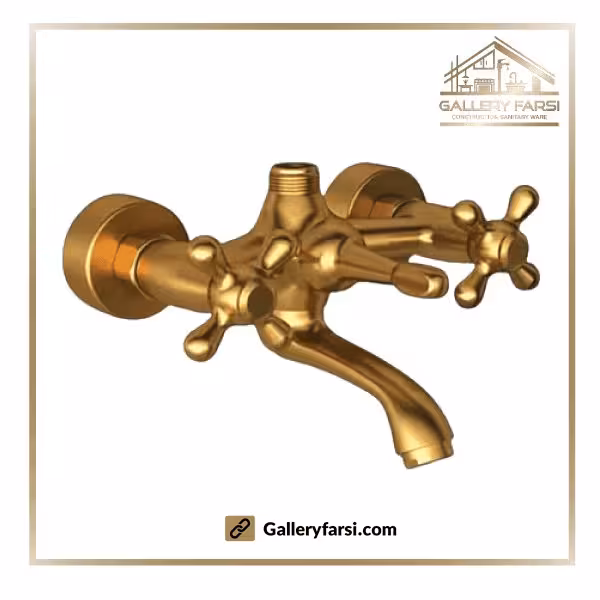 شیر حمام شودر مدل باروک پلاس طلا مات