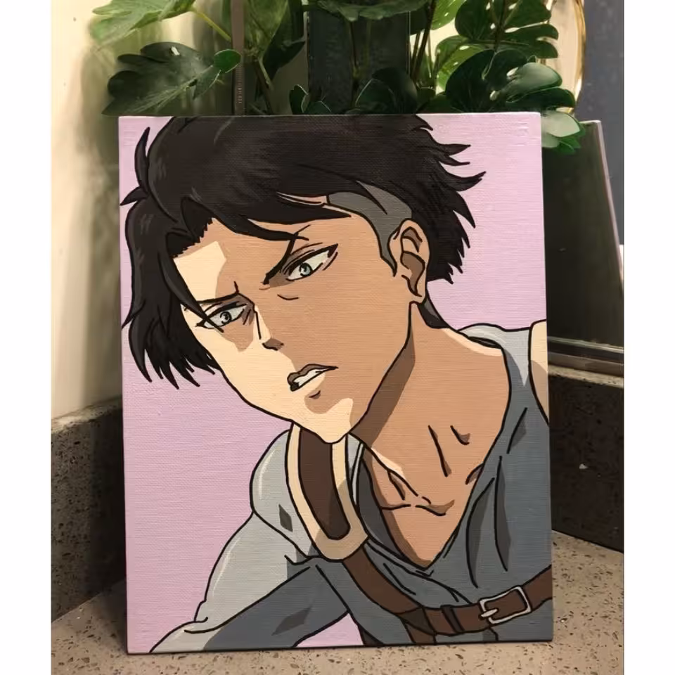 تابلو رنگ روغن مدل انیمه اتک ان تایتان طرح لیوای