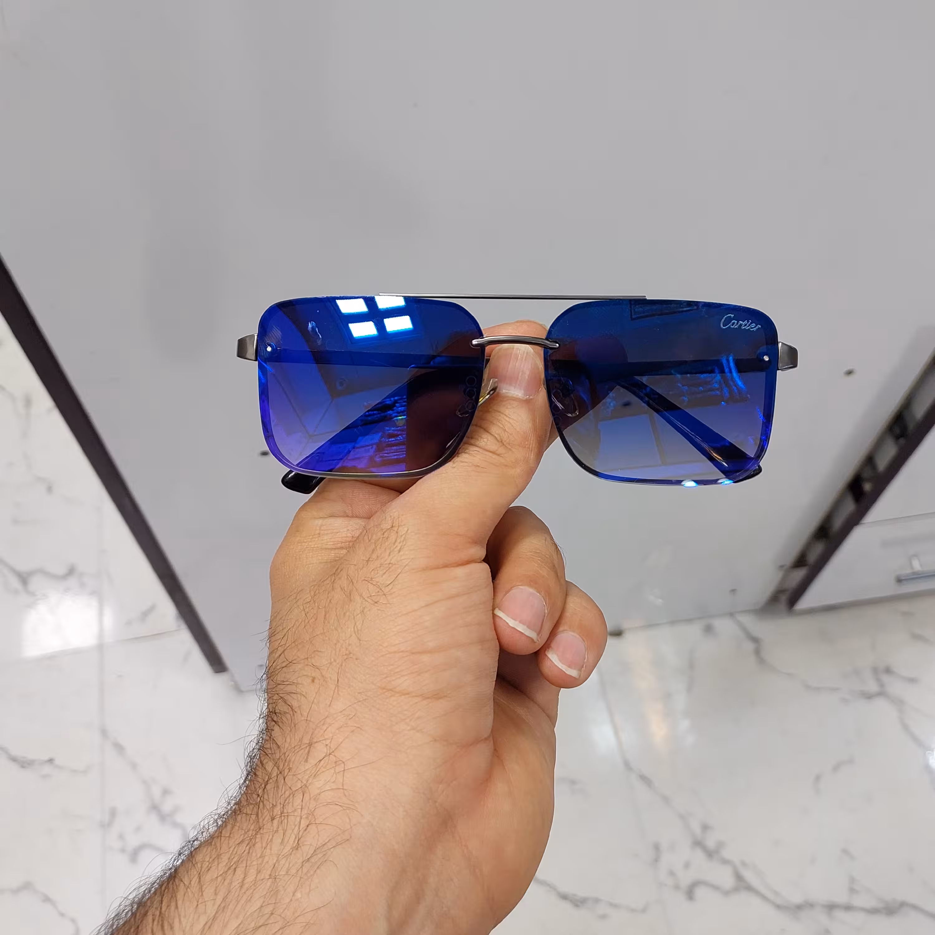 عینک آفتابی اسپرت مردانه مارک کارتیر  کیفیت بالا(رنگ آبی آینه ای)