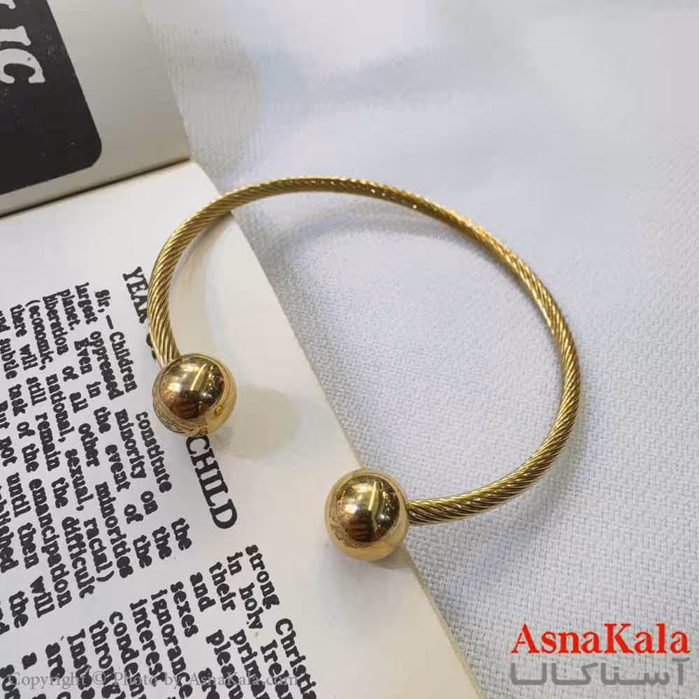 بنگل اسپرت استیل 316 مدل گوی طلایی کد DSB18607W