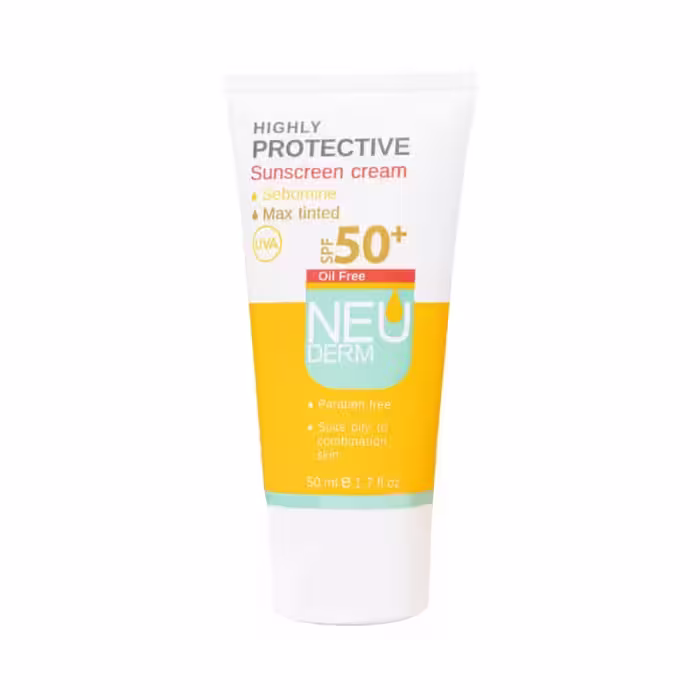 کرم ضد آفتاب spf 50 رنگی فاقد چربی نئودرم