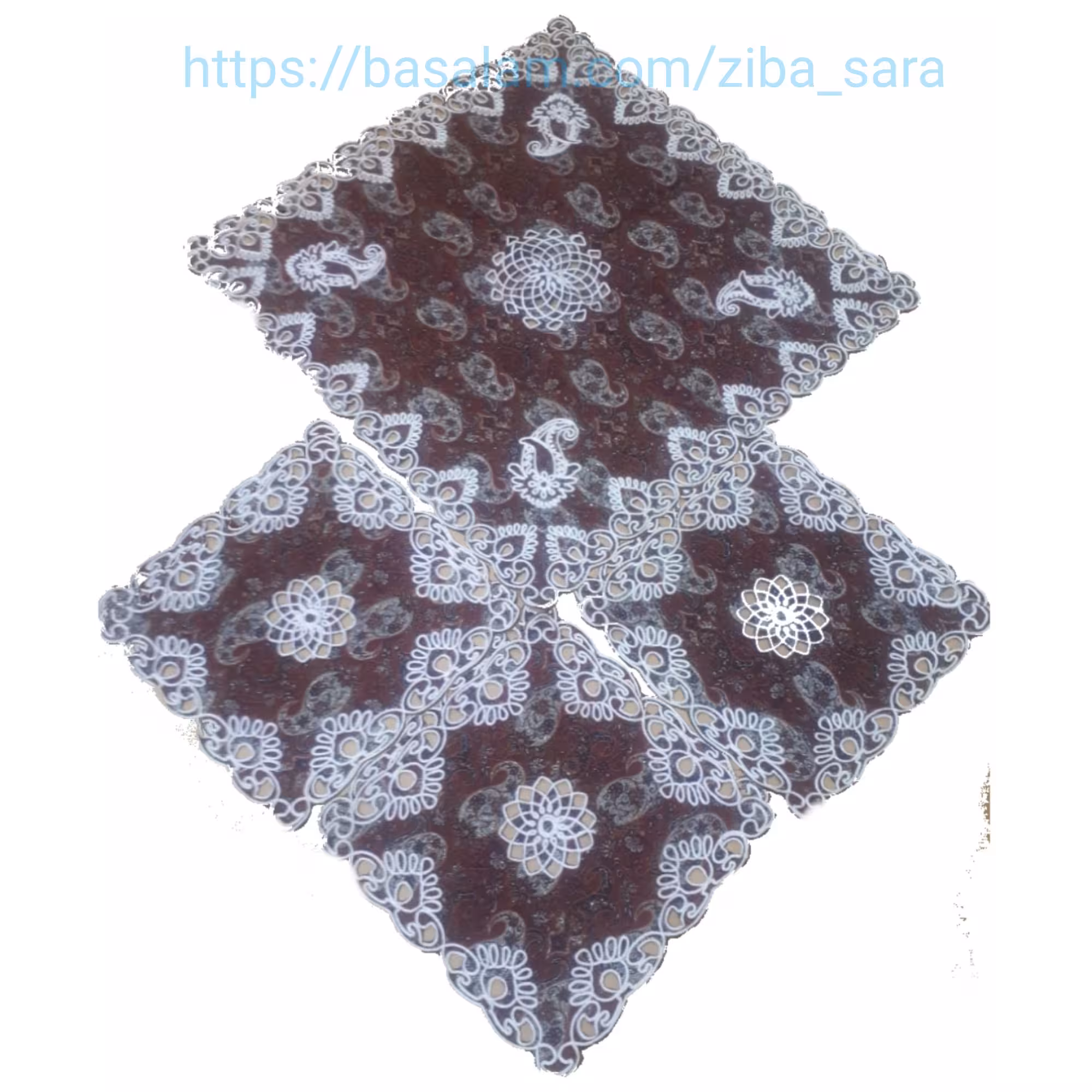 رومیزی ترمه سرویس 4تکه جلو مبل قیطان دوزی شده