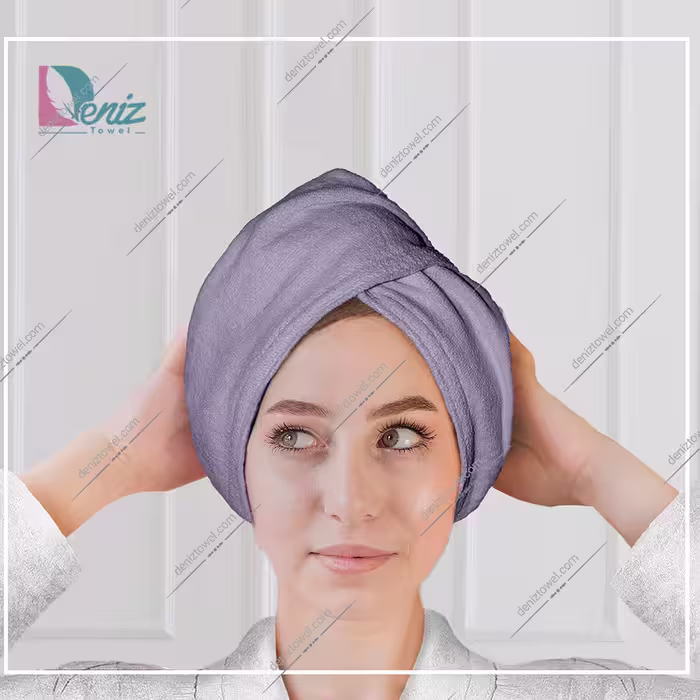 حوله سر طرح ساده مدل کلاه پیچ رنگ یاسی تیره