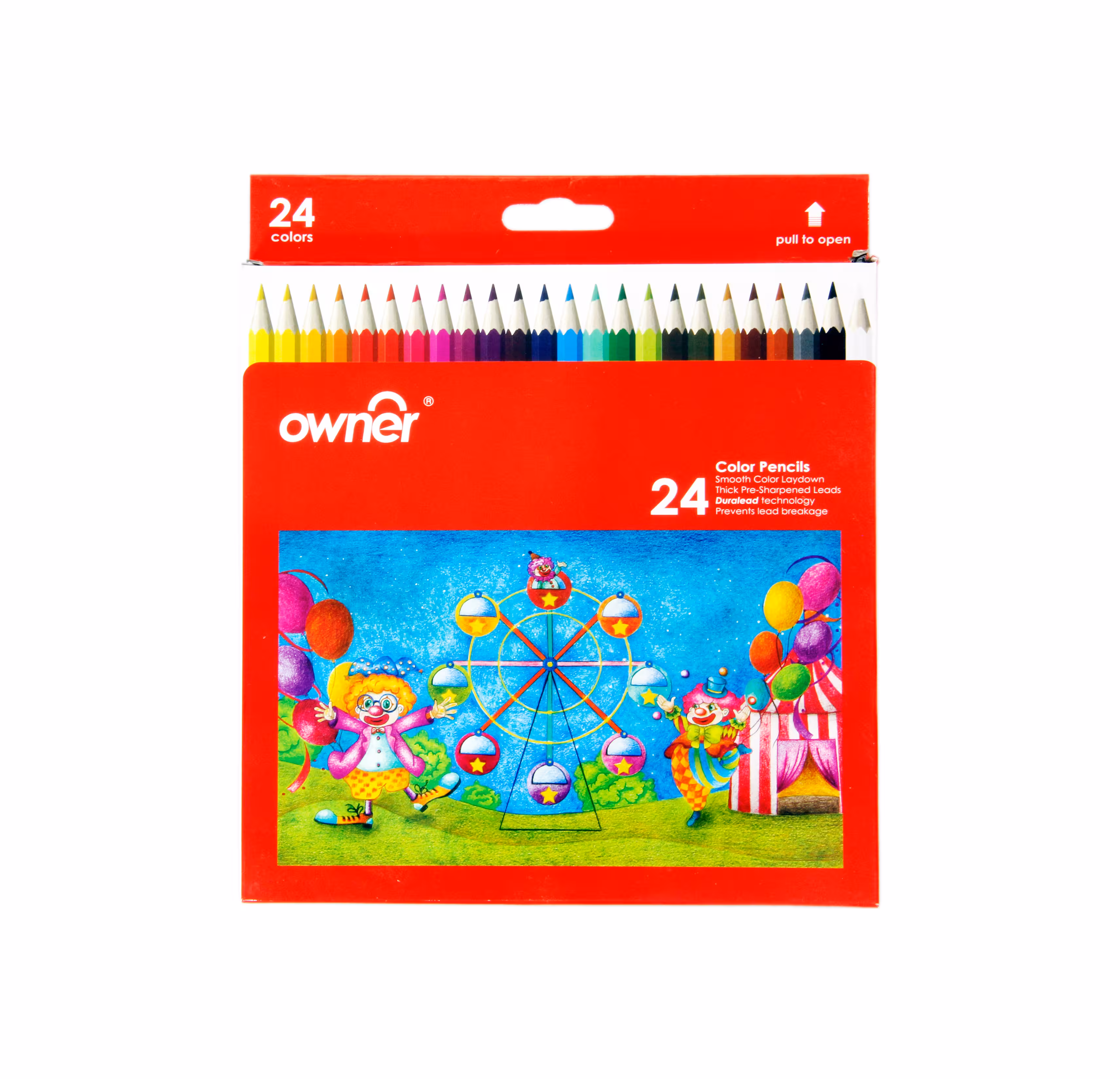 مداد رنگی 24 رنگ جعبه مقوایی اونر