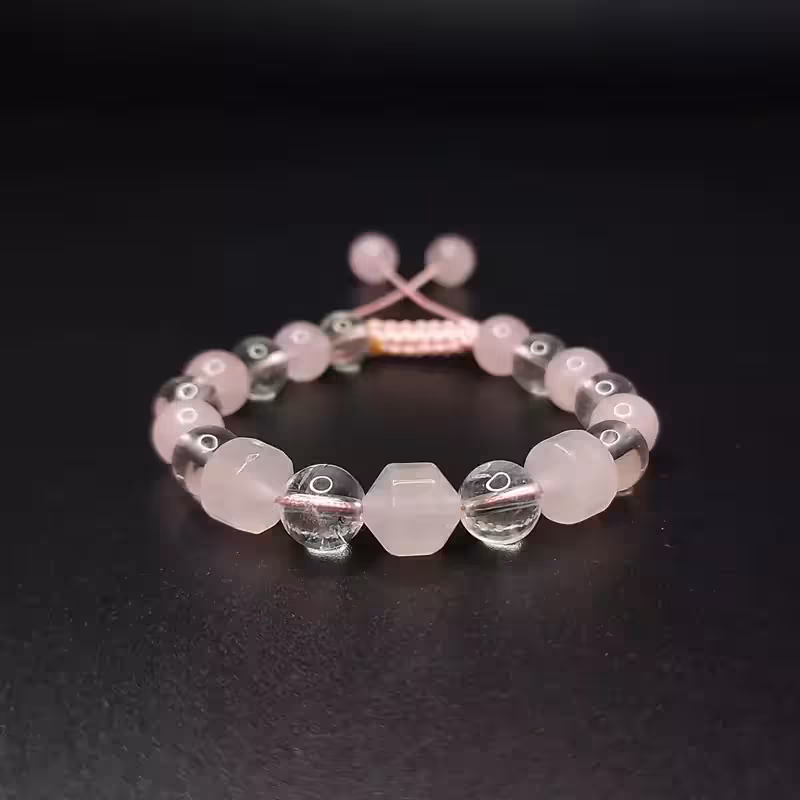 دستبند  کوارتزصورتی و کوارتز کریستال31 ( پس کرایه )