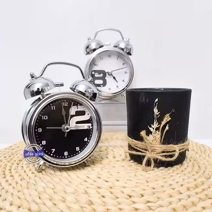 ساعت رومیزی زنگدار استیل طرحدار کلاسیک