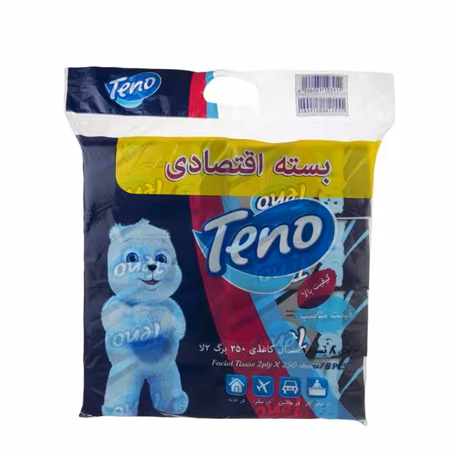 دستمال کاغذی 250 برگ تنو بسته 8 عددی