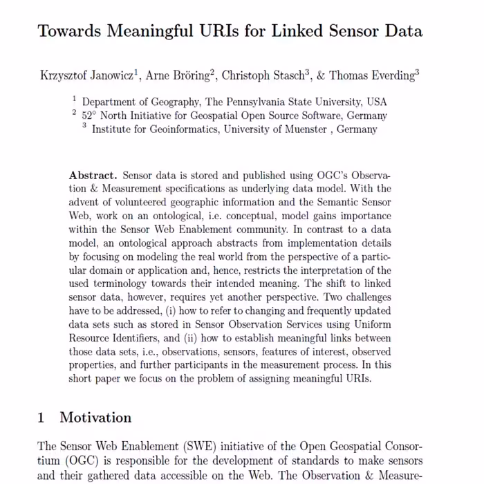 ترجمه فارسی مقاله Towards Meaningful URIs for Linked Sensor Data (مسیر پیشرفت به سمت URI های بامعنی برای داده های سنسورهای مرتبط)