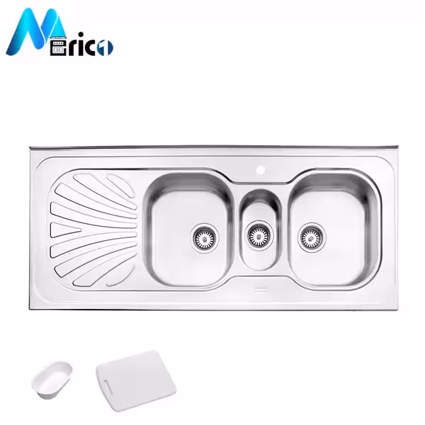 سینک استیل البرز کد 530 روکار دو و نیم لگنه