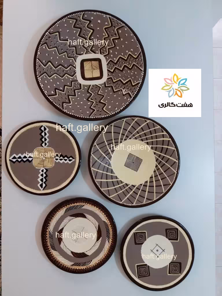 ست بشقاب دیوارکوب سفالی طرح کاشی کد 101700