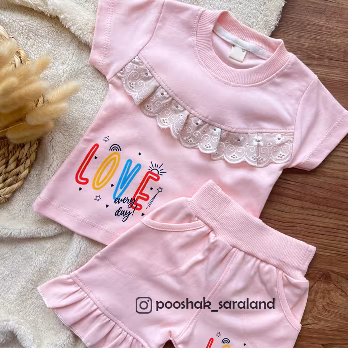 ست بلوز و شورت کودک Love از 1 تا 5 سال
