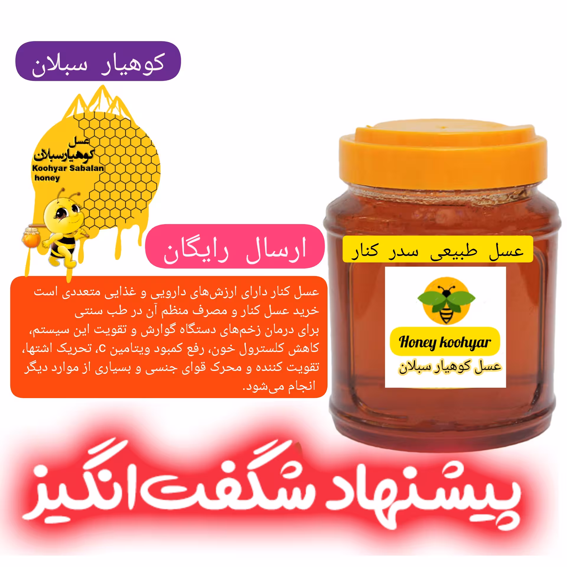 عسل طبیعی کنار سدر بوشهر 1 کیلویی(مستقیم از زنبوردار)ارسال رایگان