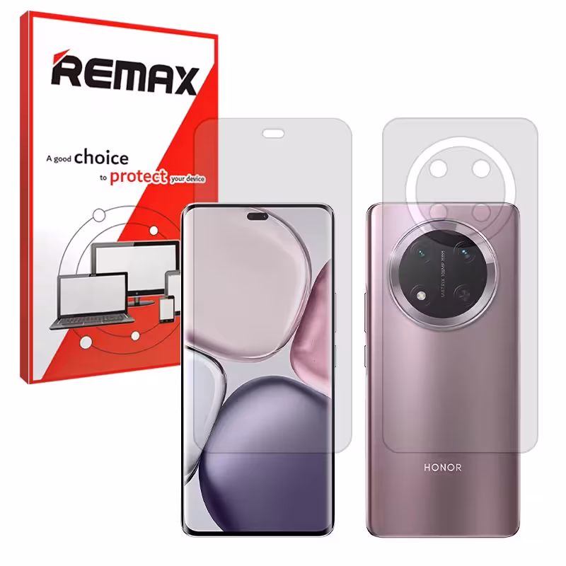 گلس صفحه نمایش و پشت گوشی آنر X9C مدل هیدروژلی شفاف برند ریمکس کد SS