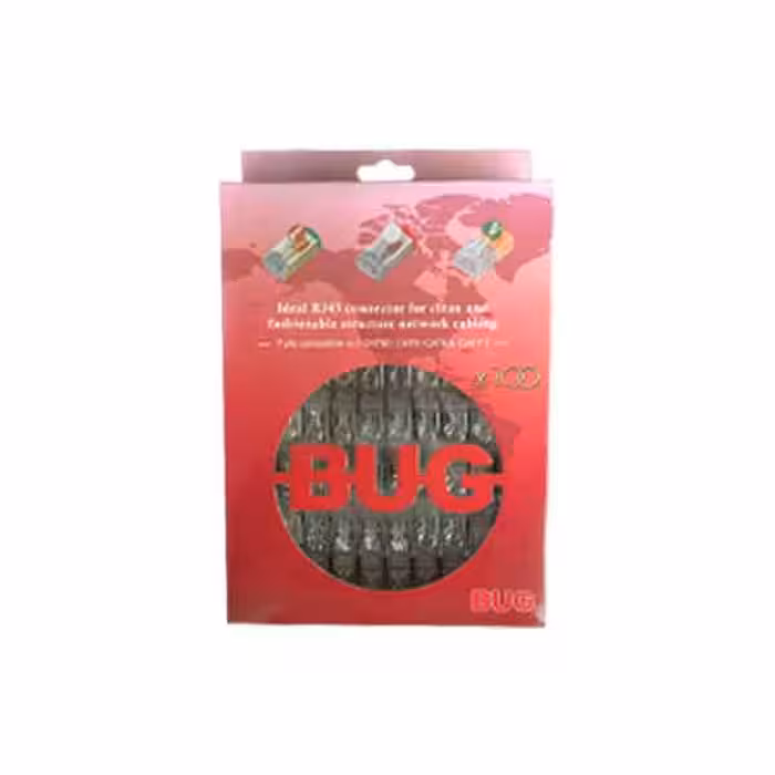 کانکتور شبکه باگ مدل CAT6شیلد مجموعه 100 عددی