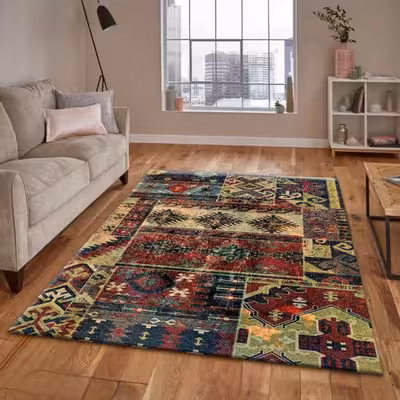 فرش ماشینی ساوین طرح چهل تیکه کد 7511