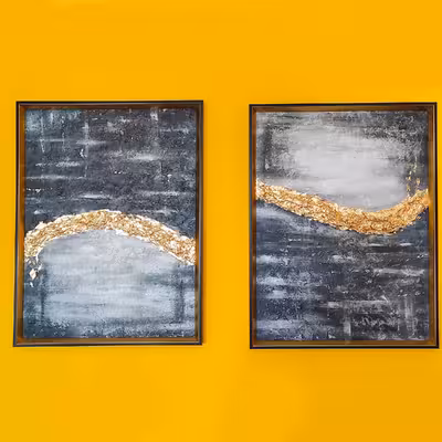 تابلو نقاشی اکریلیک دکوراتیو طرح آب های دوقلو کد 1 مجموعه 2 عددی