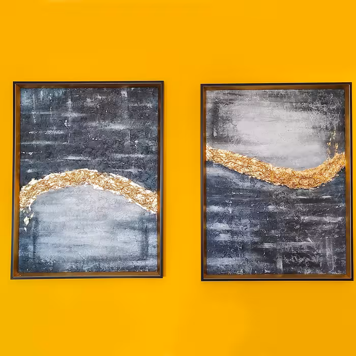 تابلو نقاشی اکریلیک دکوراتیو طرح آب های دوقلو کد 1 مجموعه 2 عددی