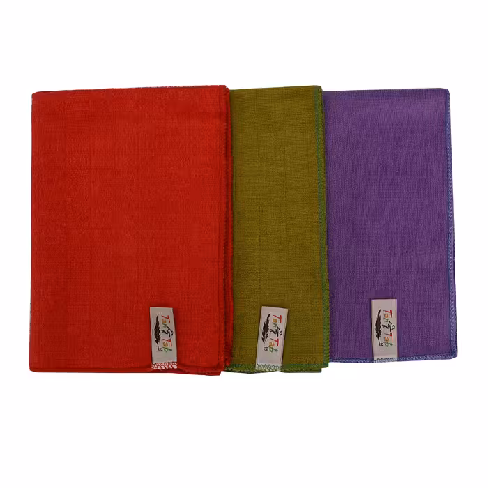 دستمال نظافت خانه و آشپزخانه تن تاب مدل چهارخانه مجموعه 3 عددی