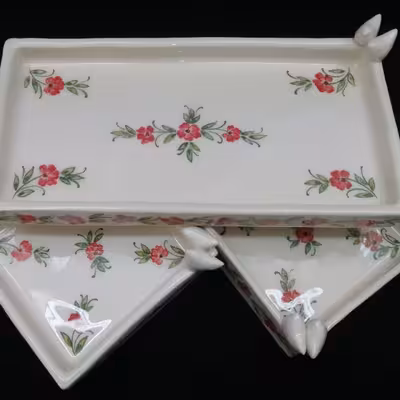 شیرینی خوری سرامیکی هیوا طرح میخک کد 10919032 مجموعه 3عددی