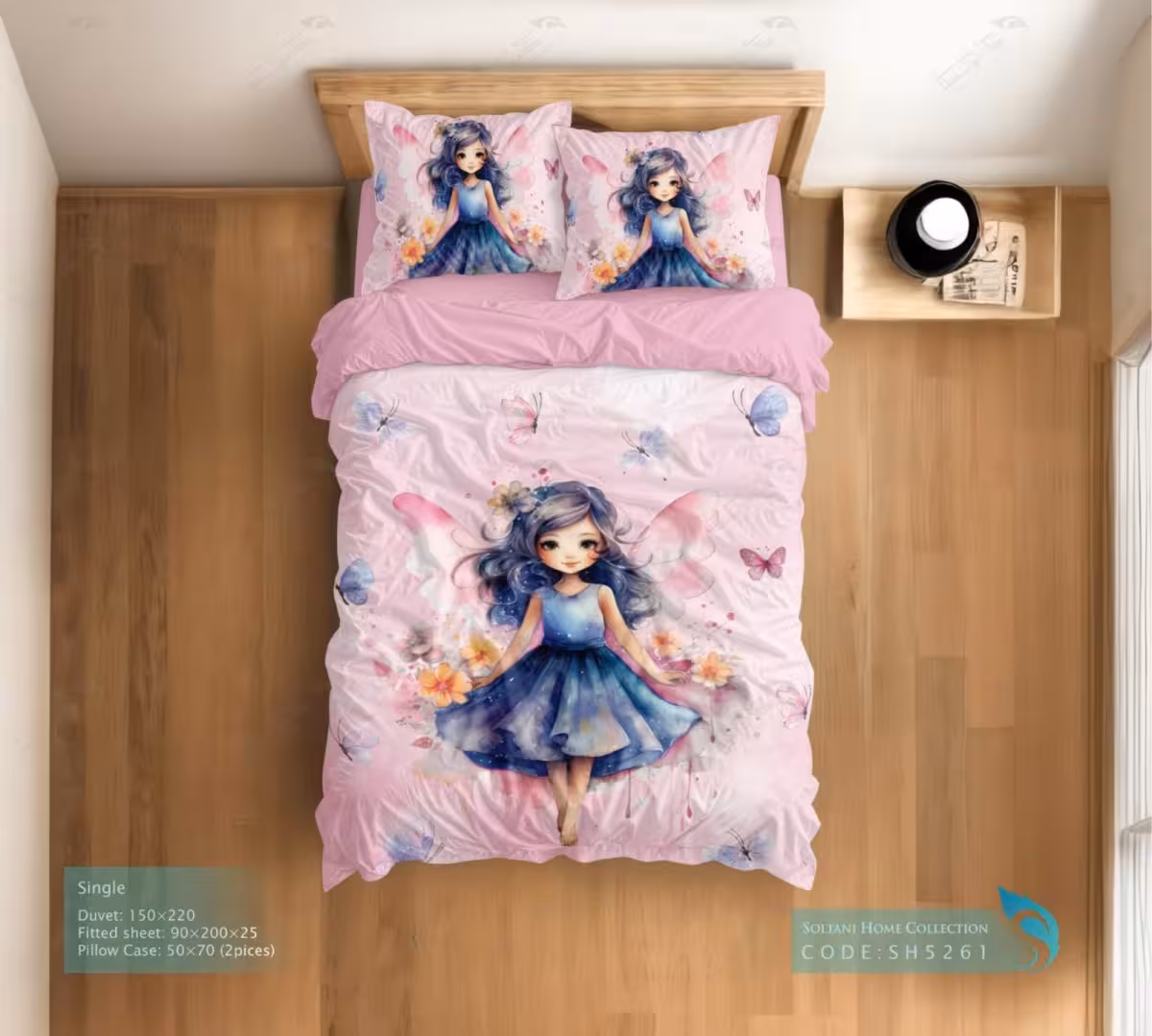 روتختی و ست کامل طرح دختر آسمانی سایز یکنفره کد SH5461