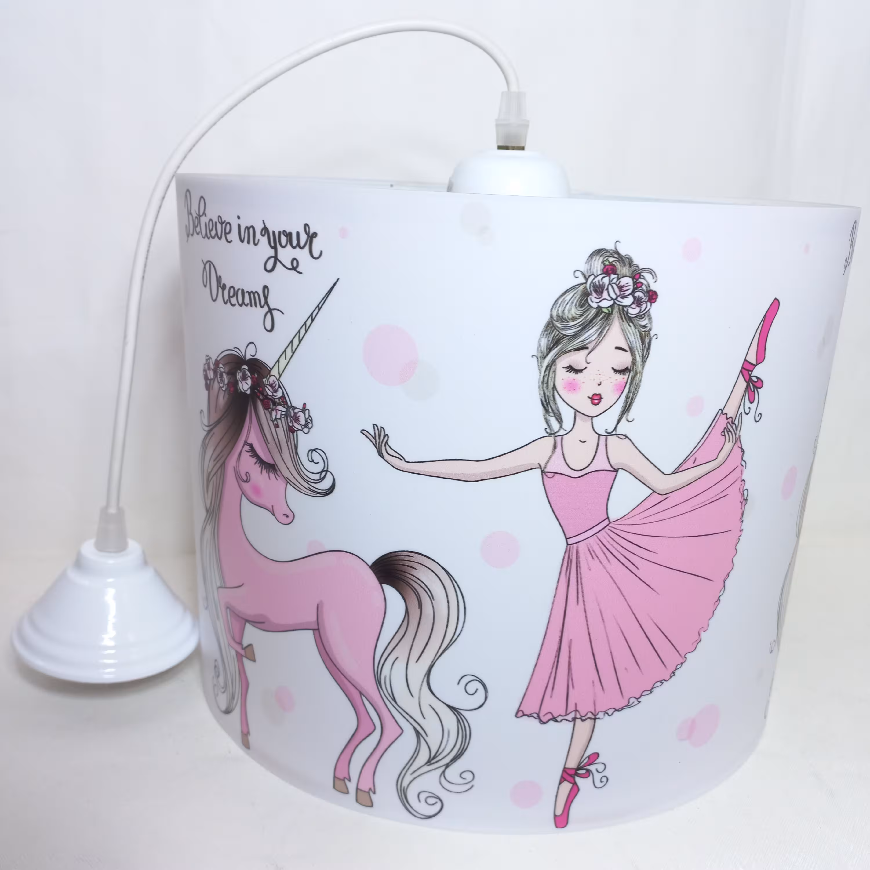 لوستر کودک طرح زیبای یونیکورن و بالرین صورتی