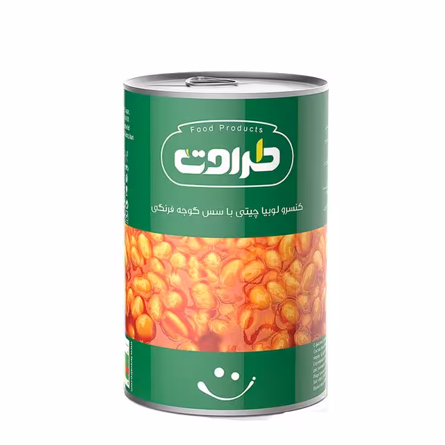 کنسرو لوبیا چیتی با سس گوجه فرنگی طراوت 380 گرمی