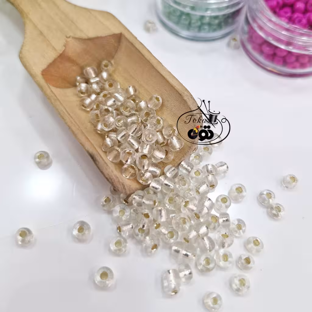 منجوق درشت سفید شیشه ای 16