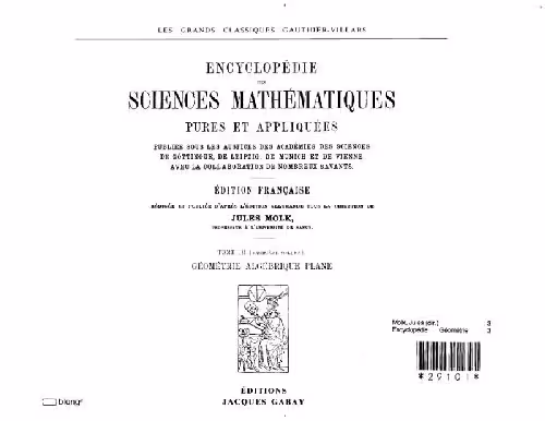 خرید و دانلود نسخه کامل کتاب Encyclopedie des sciences mathematiques. Geometrie algebrique plane