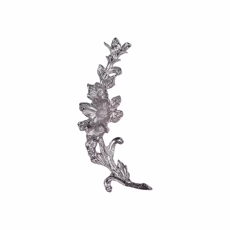 دسته سینی مدل گل گلی نقره ای