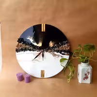 ساعت دیواری رزینی کارشده با رزین و کریستال قطر40