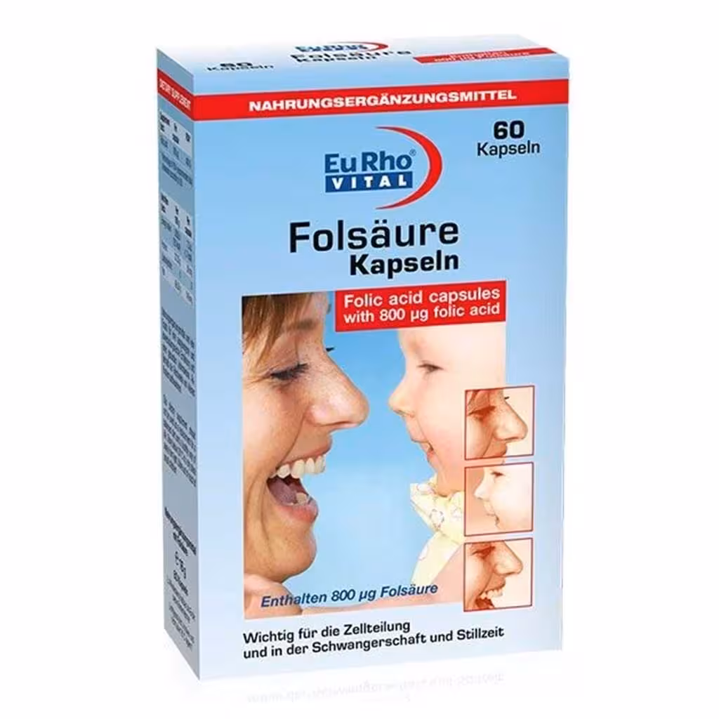 کپسول فولیک اسید 800 میلی گرم 60 عدد یوروویتال Eurho Vital