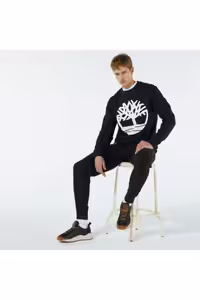سویشرت مشکی مردانه یقه ای با لوگو Yc Core Tree Timberland