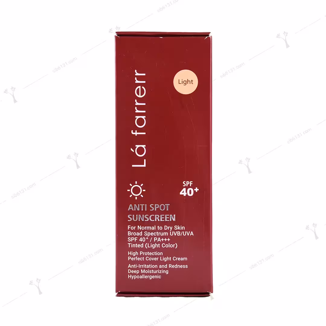کرم ضد آفتاب و ضد لک لافارر spf 40 پوست خشک و معمولی رنگ بژ روشن 40 میلی لیتری