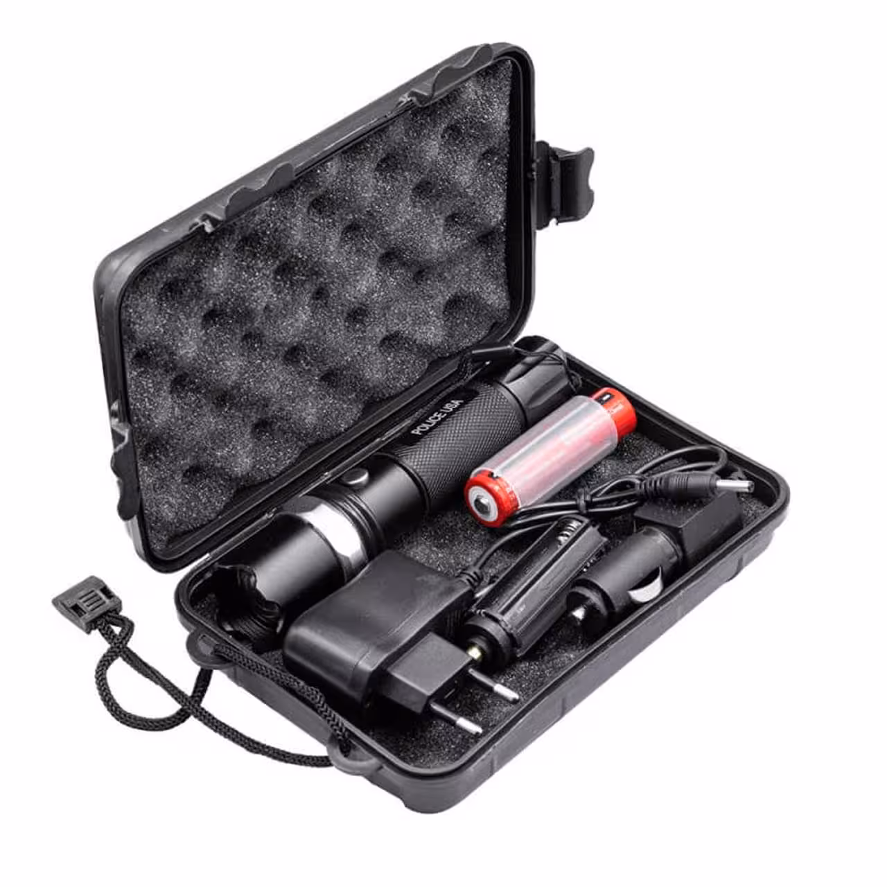 چراغ قوه یو وی زوم دار پلیسی شارژی  به همراه کیف و شارژر مدل UV-ML-110