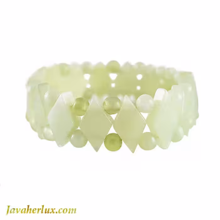 دستبند سنگ یشم سفید _ کد : 400024