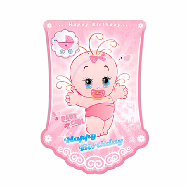 ریسه پرچمی تم تولد سورساتان طرح نوزاد دختر مدل Baby girl