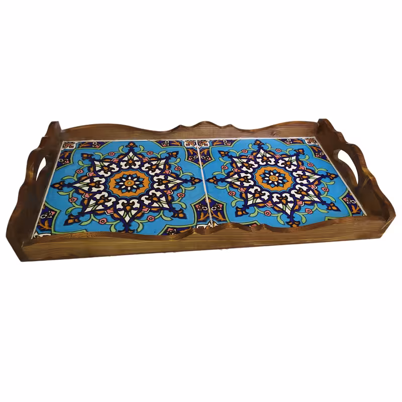 سینی چوبی طرح کاشی