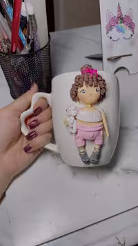ماگ دخترونه خمیری برجسته