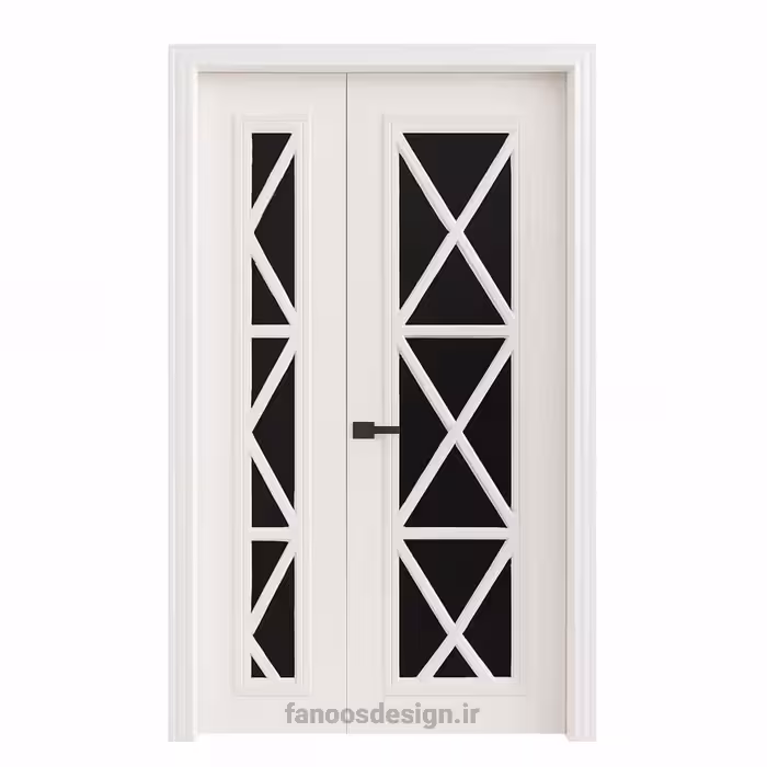 درب ورودی مدرن مدل هندسی سفید مشکی کد 30512