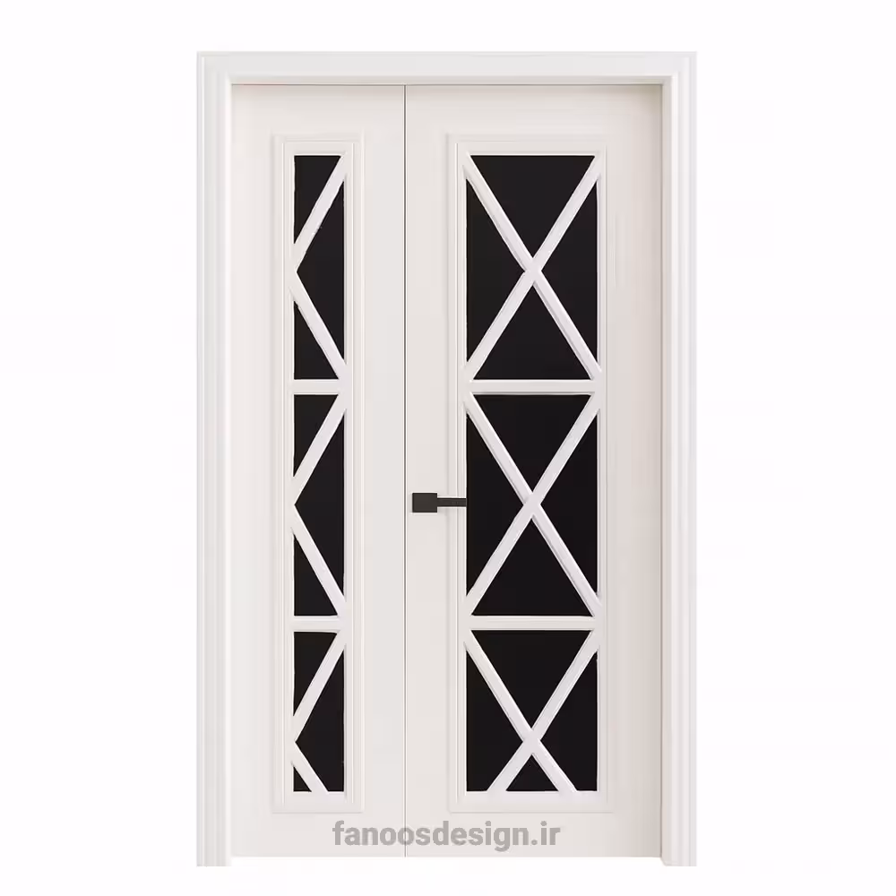 درب ورودی مدرن مدل هندسی سفید مشکی کد 30512