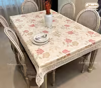 سفره دور گیپور براق گل صورتی