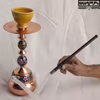 قلیان مس و پرداز مدل شعله| 0/5 لیتر _ ارتفاع 37 | قلیون مسی دستساز زنجان نانو شده