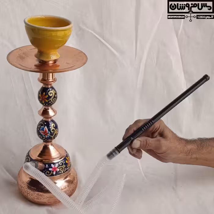 قلیان مس و پرداز مدل شعله| 0/5 لیتر _ ارتفاع 37 | قلیون مسی دستساز زنجان نانو شده