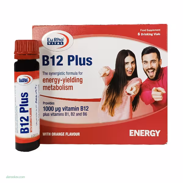 قیمت و خرید ویال خوراکی ویتامین B12 پلاس یوروویتال 6 عدد