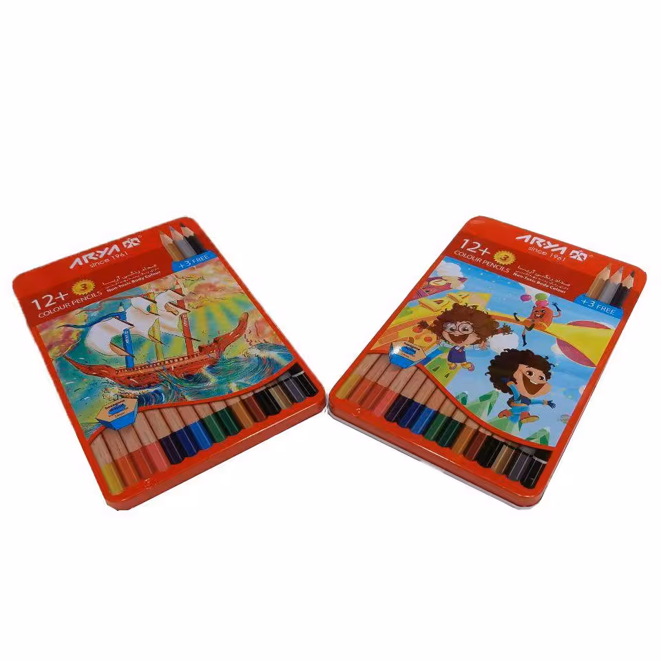 مداد رنگی 12 رنگ جعبه فلزی آریا