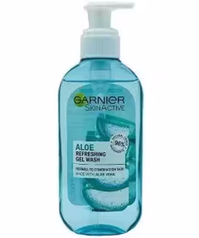 ژل شستشوی صورت گارنیر مدل هیالورونیک آلوئه ورا حجم 200 میل ا Garnier face wash and cleansing gel of aloe vera extract