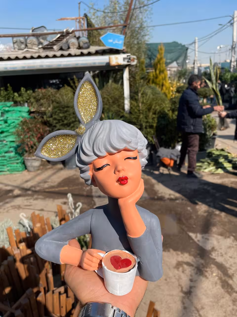 دکوری عروسک رومیزی طوسی